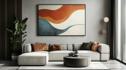Modern Living Room Design with Abstract Art