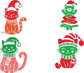 Cute cat  Festive Playful Christmas realistic vector illustration.