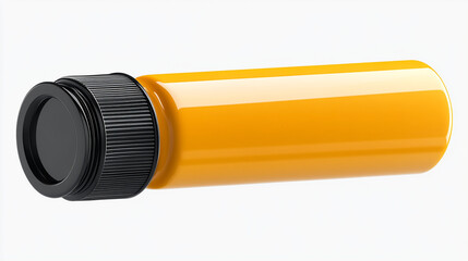 A bright yellow tube featuring a black cap against a clean white background