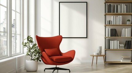 Stylish Modern Interior Design with Red Egg Chair