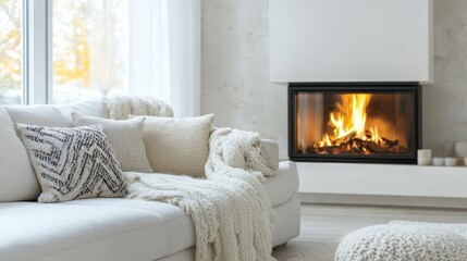 Cozy Living Room with Fireplace and Warm Decor