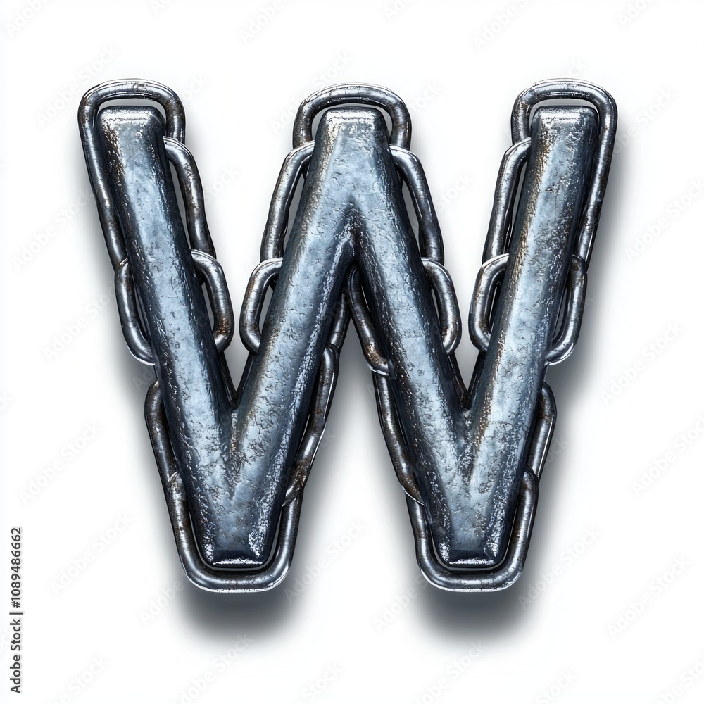 Poster artwork presents unique letter w formed interlinked rough chain links emphasizing durability and art