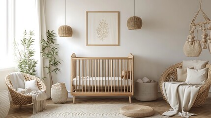 Elegant and Cozy Modern Bedroom Interior Design with Stylish Decor, mockup, poster and Background
