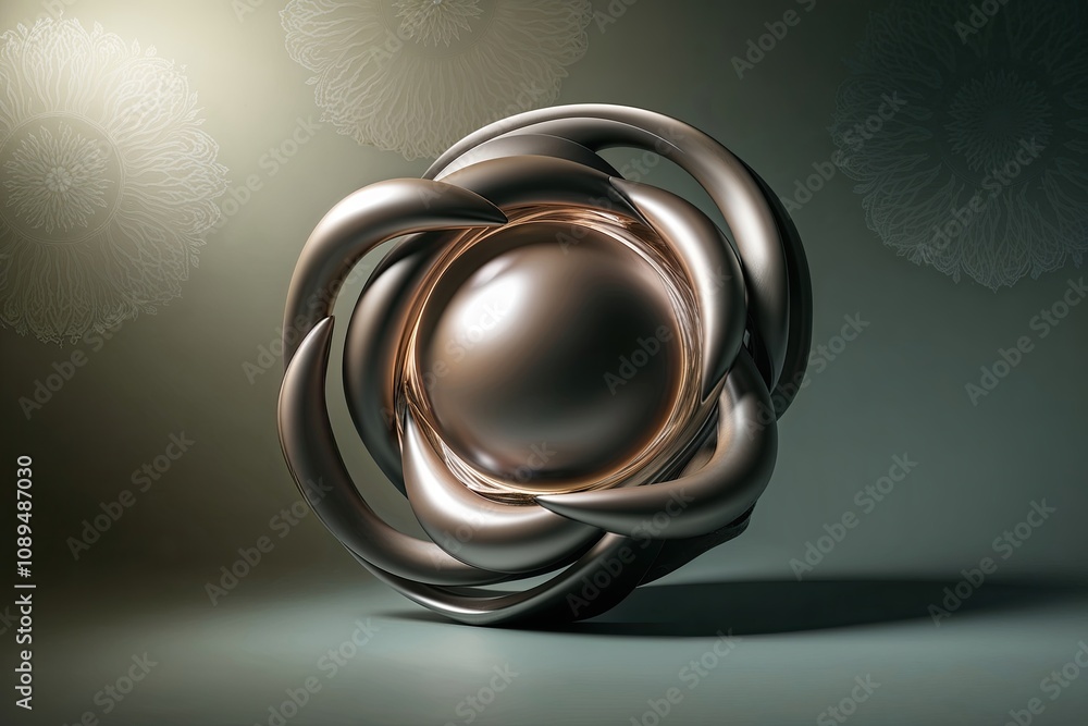 Poster Dynamic Organic Figure with Muted Background Motif and Subtle Refraction
