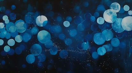 A vibrant spread of luminous blue orbs scattered across a black canvas, with a gentle sparkle adding depth and mystique