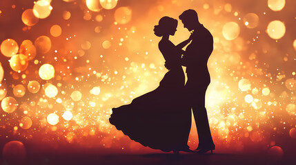 Couple at a gala event. Elegant Ballroom Dance. Illustration