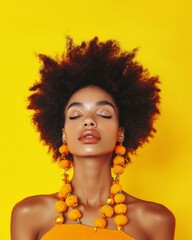 Vibrant Portrait of Afro-Brazilian Woman Celebrating Black Consciousness Day, New Years, and Carnival with Bold Colors