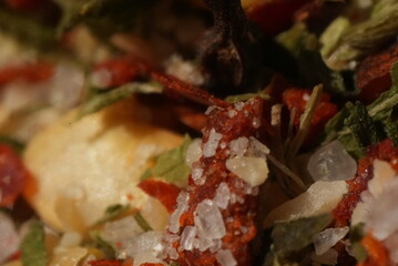 Macro close up of Italian herbs and spices