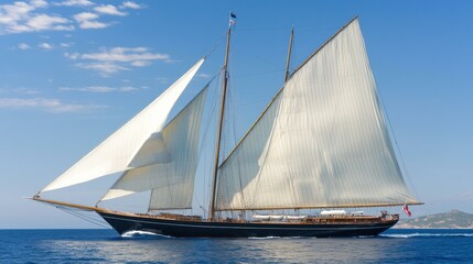 Fototapeta premium Experience the Beauty of a Classic Sailing Ship on the Open Ocean