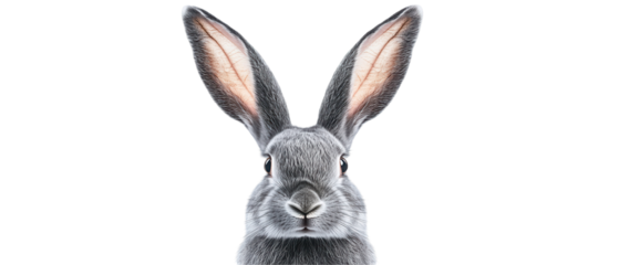 Cute rabbit with long ears and soft fur. transparent background
