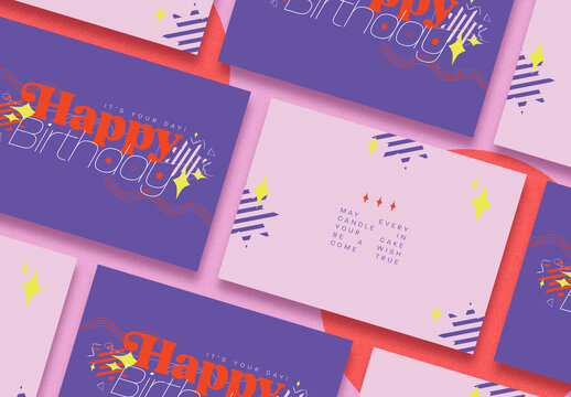 Purple Greeting Card with Red Accents