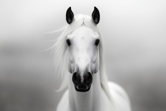  a white horse standing in the middle of a field, with a blurred background The resolution of the image is 1920x1080, making it suitable for use as a desktop wallpa