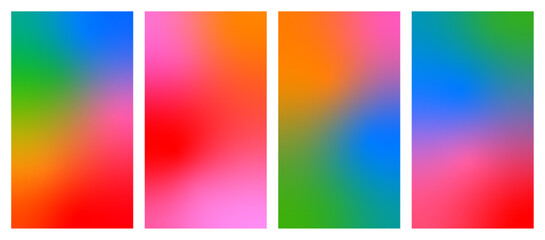 Naklejka premium Smooth gradient background set for social media stories. Beautiful bright vector wallpaper collection. Instagram backgrounds pack. Bright colors. Pink, blue, green, orange, red