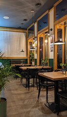 cozy interior of a European cafe