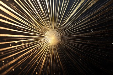 Obraz premium Subtle starburst effect in gold on a soft black gradient