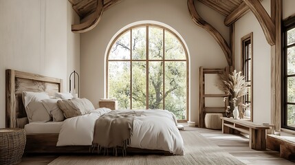 Fototapeta premium Warm and Cozy Interior Design Collection: Modern Bedrooms, Rustic Living Spaces, Minimalist Nursery, and Stylish Urban Lofts with Natural Light, Wooden Accents, Soft Textures, and Relaxing Ambiance
