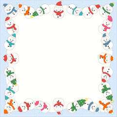Snowman frame , colorful cute paper cut pattern.