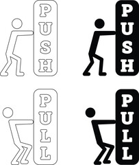 Push and pull web icon with editable fill and stroke