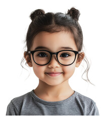 Obraz premium PNG Young girl with glasses smiling in casual attire