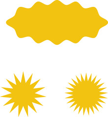 Red shopping labels collection. Sale or discount sticker. Starburst Yellow sticker set. Special offer price tag. Supermarket promotional badge. Promo stickers with star edges. Vector .