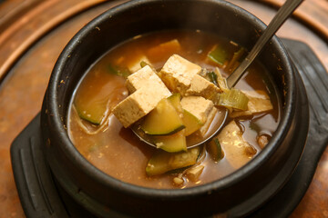 Korean traditional food. Soybean paste stew