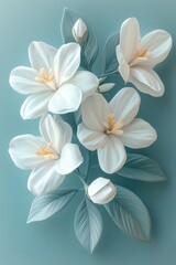 Fototapeta premium Delicate Floral Bouquet on Serene Turquoise Background