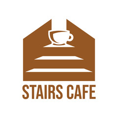 stairs cafe flat minimalist logo design