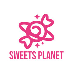 sweets planet flat minimalist logo design