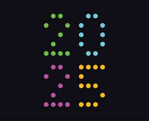 Happy New Year 2025 Design Pixel Point Multicolor Creative Abstract Vector Illustration