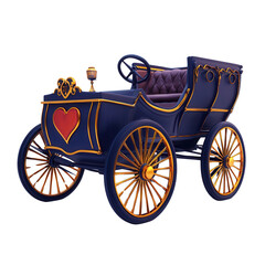 A charming vintage car with ornate detailing, featuring a heart motif and a classic design that evokes nostalgia and joy.3d rendering isolate on white background