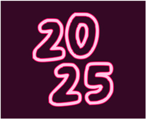 Happy New Year 2025 Design Element Pink And Purple Line Style Creative Abstract Vector Illustration