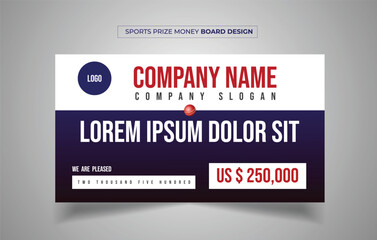 Sports Prize ceremony Champion winner cheque Board Design 