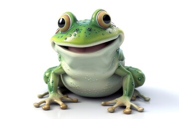 Obraz premium A close-up shot of a small frog sitting on a white surface, looking directly at the camera