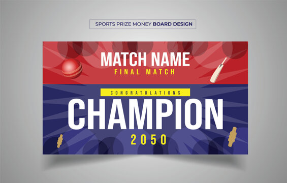 Sports Prize ceremony Champion winner cheque Board Design 