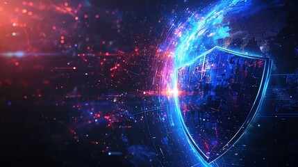 Glowing Cyber Shield Safeguarding Global Cybersecurity Solutions for Secure Data Networks