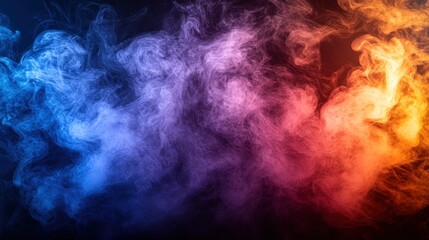 Abstract colorful smoke clouds on black background. (1)