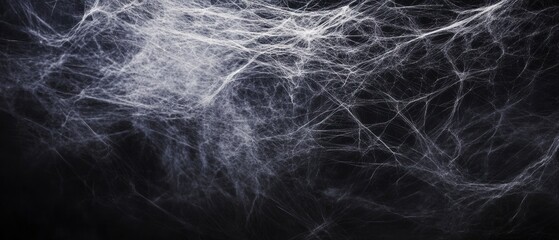 Abstract web-like structure with intricate patterns against a dark background.