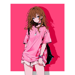 fashion girl in pink suit