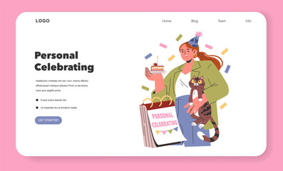 Personal Celebrating. Flat Vector Illustration