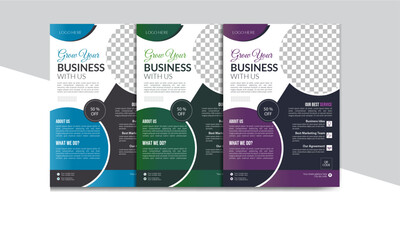 Classy and modern flyer design template for your business. Creative unique flyer design with multiple  color variation.   
