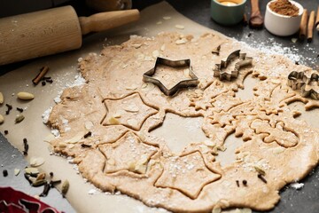 Weihnachtskekse backen - Spekulatius Teig aus Dinkel- und Mandelmehl und selbstgemachter Gewürzmischung
