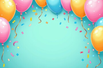 Celebrate in Style with Our Vibrant Balloon and Confetti Background, Perfect for Birthdays, Parties, and Festive Events