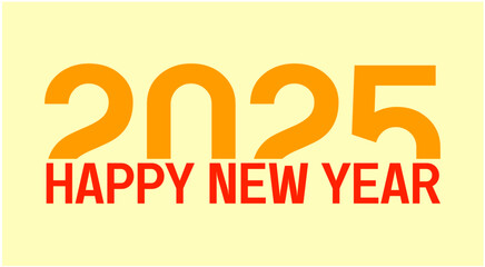 Happy New Year 2025 Design Element Orange And Yellow Creative Abstract Vector Illustration
