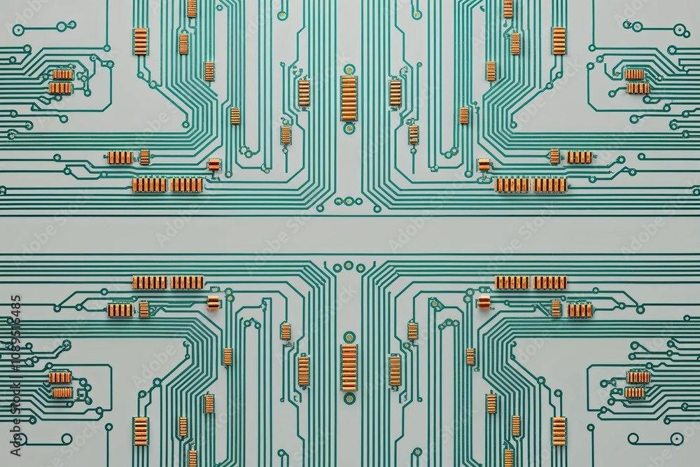 Poster vibrant 3d abstract circuit pattern on light background