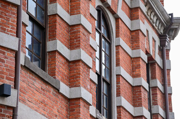 Fototapeta premium Close-up of Red House Theater in Ximen District, Taipei. landmark and popular attractions. Travel concept. Building exterior.