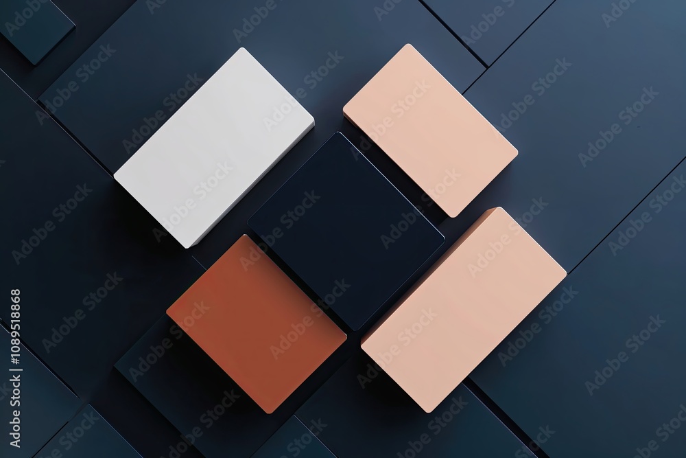 Poster three dimensional abstract geometric blocks on dark background design