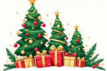 Fototapeta premium Celebrate the Holidays with Our Festive Christmas Tree and Gift Boxes, Perfect for Spreading Joy and Cheer