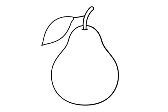 recommend clip art: Pear fruit outline vector, Pear line art vector illustration