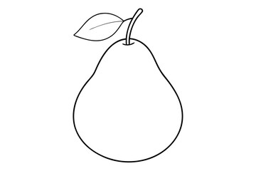 Pear fruit outline vector, Pear line art vector illustration