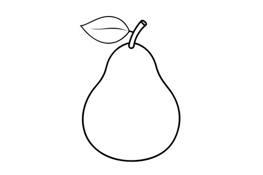 recommend clip art: Pear fruit outline vector, Pear line art vector illustration